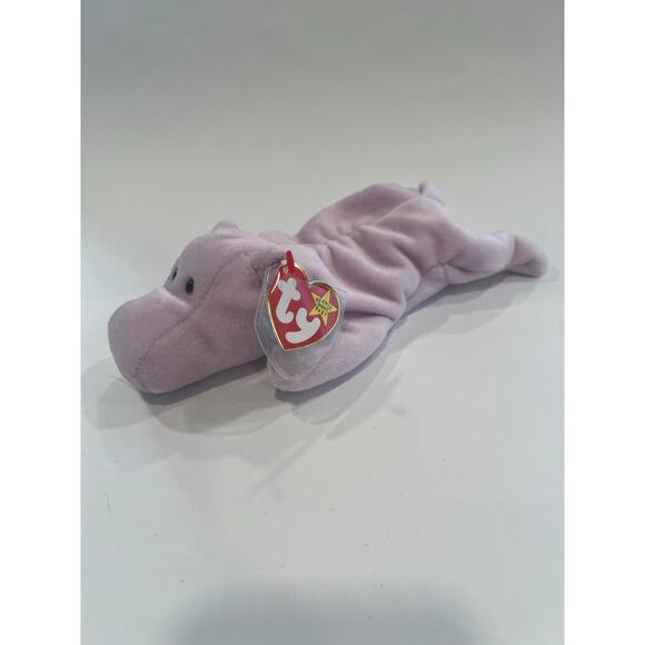 Ty Other - Ty Beanie Baby Happy the Hippo 1994 Beanbag Plush Stuffed Toy Collectible